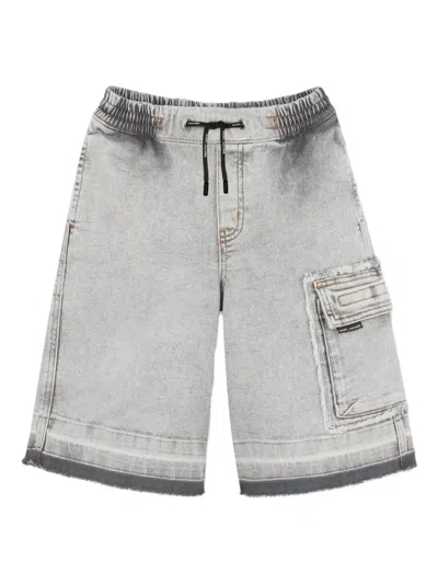 Marc Jacobs Kids' Embroidered-pocket Denim Shorts In Gray