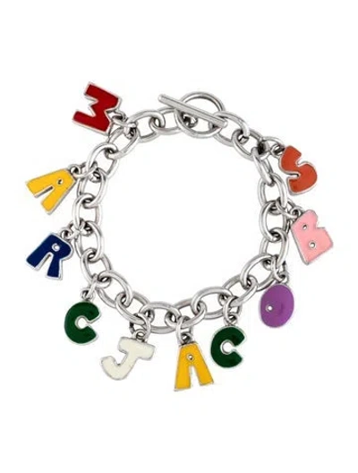 Pre-owned Marc Jacobs Enamel Charm Bracelet, 6" In Blue/green/orange