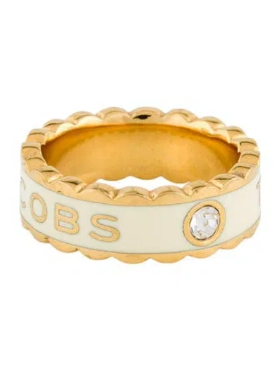 Pre-owned Marc Jacobs Enamel Crystal Ring In White