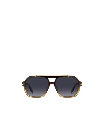Marc Jacobs Eyewear 753s Logo-engraved Navigator-frame Sunglasses In Black