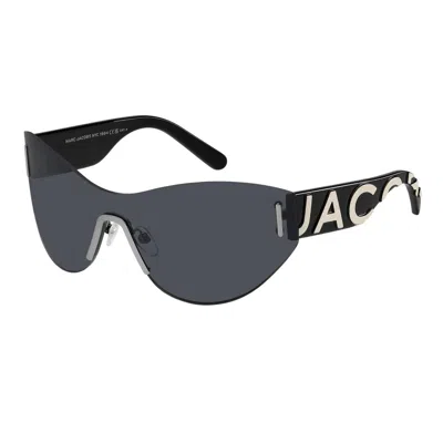 Marc Jacobs Marc 737s Mixed-media Shield Sunglasses In Black