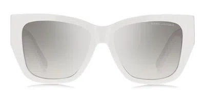 Marc Jacobs 55mm Cat Eye Sunglasses In White Grey/grey Silver