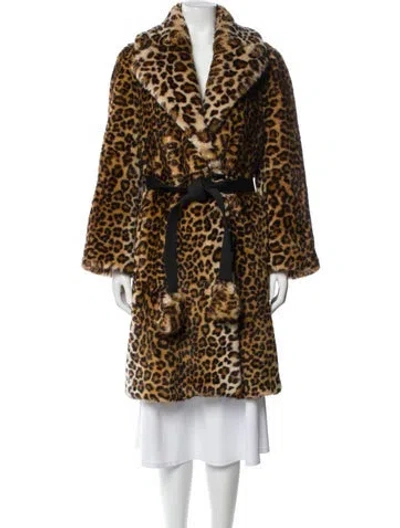 Pre-owned Marc Jacobs Faux Fur Animal Print Faux Fur Coat In Neutral