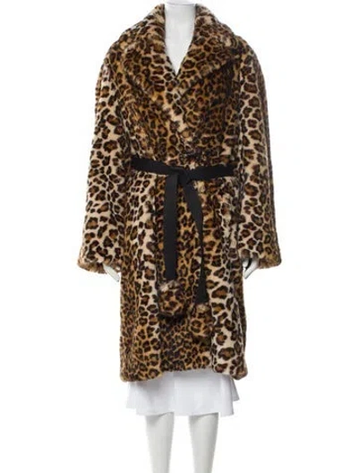 Pre-owned Marc Jacobs Faux Fur Animal Print Faux Fur Coat W/ Tags In Neutral