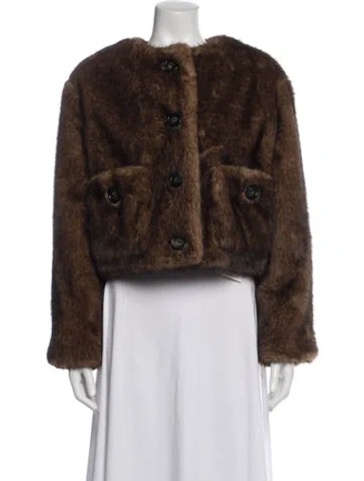 Pre-owned Marc Jacobs Faux Fur Jacket In Brown