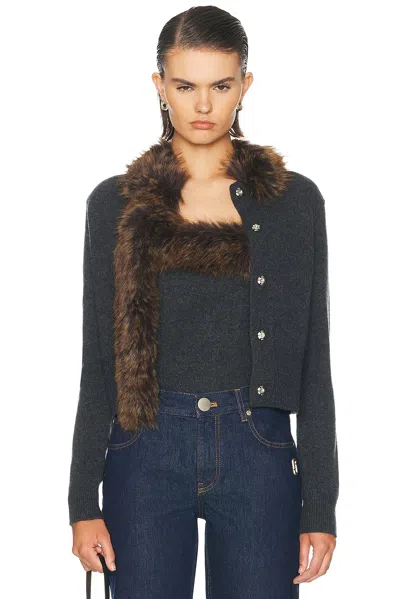 Marc Jacobs Faux Fur Lined Cardigan In Charcoal