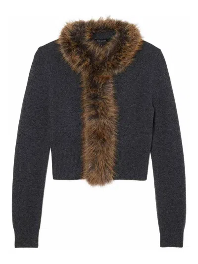 Marc Jacobs Faux Fur Lined Cardigan In Grey