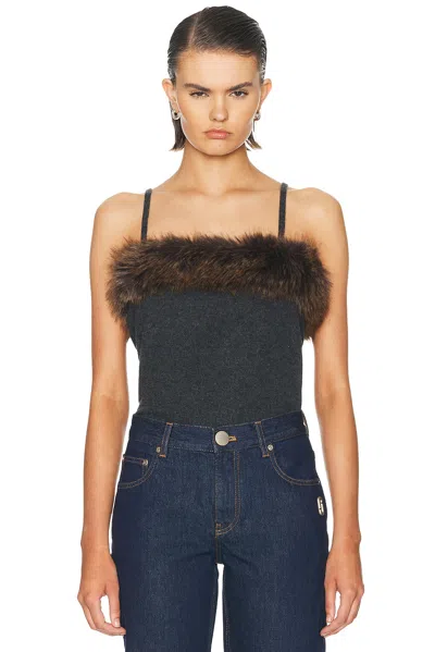 Marc Jacobs Faux Fur Lined Tank Top In Charcoal