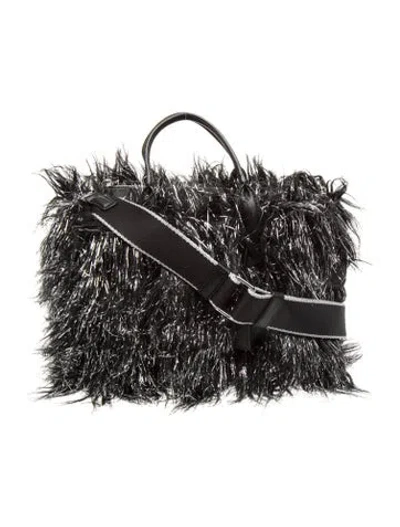 Pre-owned Marc Jacobs Faux Fur Top Handle Bag In Black