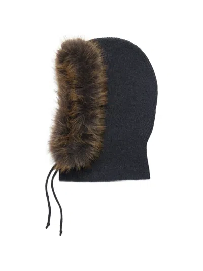 Marc Jacobs Faux Fur Trim Balaclava In Transparent
