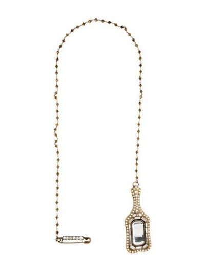 Pre-owned Marc Jacobs Faux Pearl, Bead & Crystal Mirror Chain Brooch In Multi