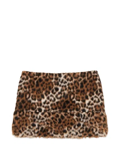 Marc Jacobs Faux-fur Leopard-print Skirt In Brown