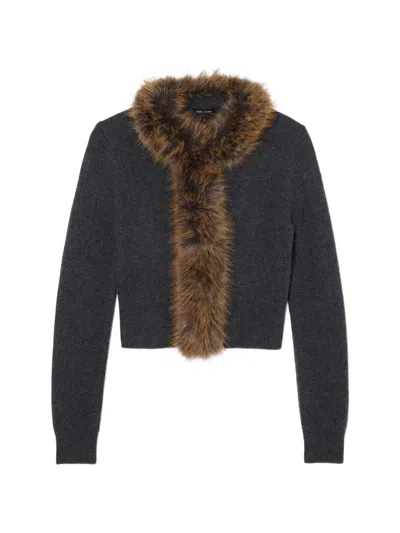 Marc Jacobs Faux-fur Lined Cardigan In Gray