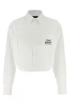 Marc Jacobs Womens The Cropped Text-embroidery Cotton Shirt White