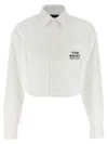 Marc Jacobs Womens The Cropped Text-embroidery Cotton Shirt White