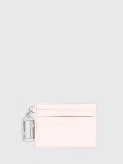 Marc Jacobs Flat Leather Card Holder With Double J Logo In Pink