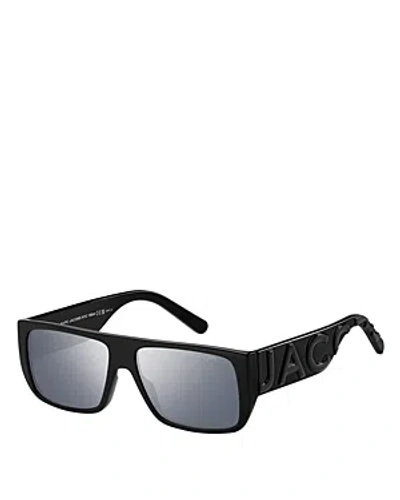 Marc Jacobs Flat Top Sunglasses, 57mm In Black/gray Mirrored Gradient