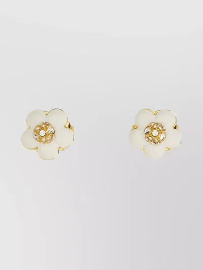 Marc Jacobs Floral Center Stud Earrings With Gold Finish
