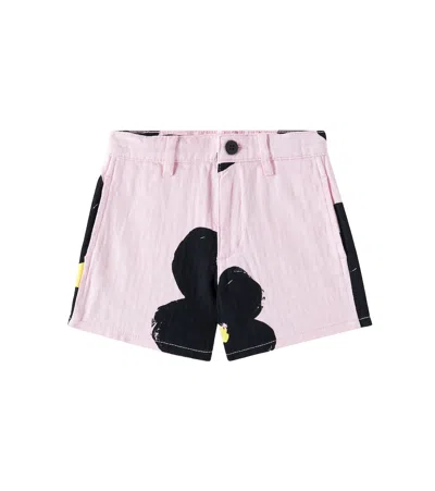 Marc Jacobs Kids' Floral Denim Shorts In Pink