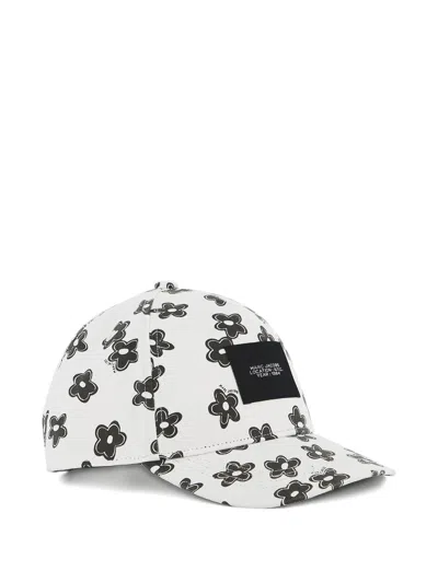 Marc Jacobs Floral Print Adjustable Fit Hat For Girls In White
