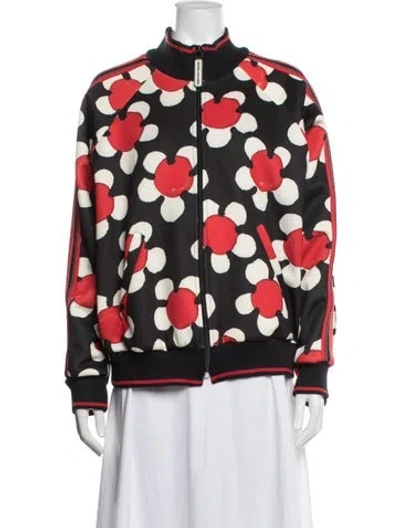 Pre-owned Marc Jacobs Floral Print Bomber Jacket In Black