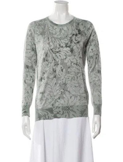 Pre-owned Marc Jacobs Floral Print Crew Neck Sweater In Green