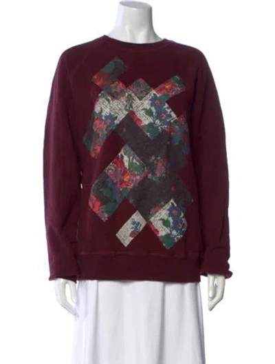 Pre-owned Marc Jacobs Floral Print Crew Neck Sweatshirt In Burgundy