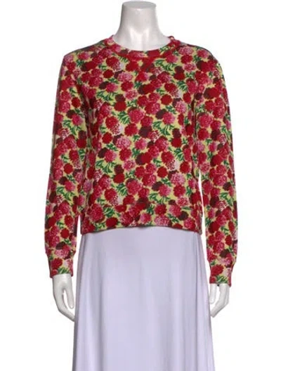 Pre-owned Marc Jacobs Floral Print Crew Neck Sweatshirt In Red