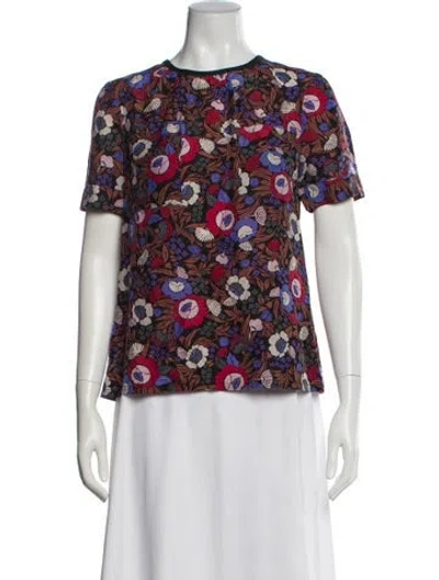 Pre-owned Marc Jacobs Floral Print Crew Neck Top In Multi