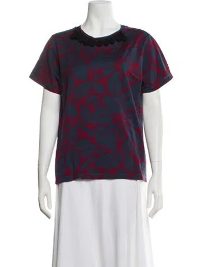 Pre-owned Marc Jacobs Floral Print Crew Neck T-shirt In Blue
