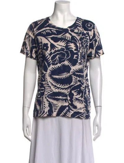 Pre-owned Marc Jacobs Floral Print Crew Neck T-shirt In Blue