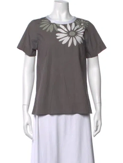 Pre-owned Marc Jacobs Floral Print Crew Neck T-shirt In Gray