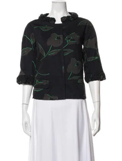 Pre-owned Marc Jacobs Floral Print Jacket In Black