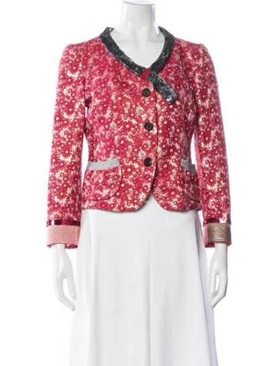 Pre-owned Marc Jacobs Floral Print Jacket In Red