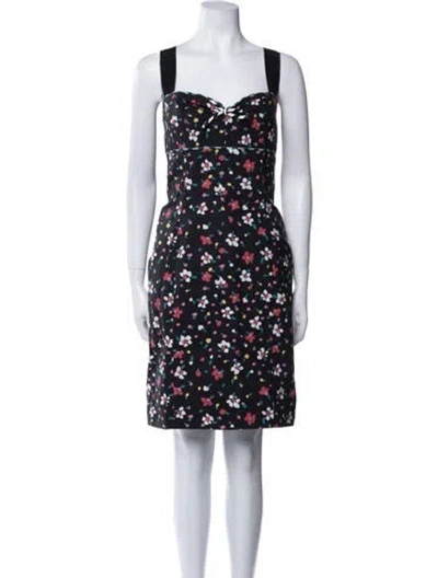 Pre-owned Marc Jacobs Floral Print Knee-length Dress In Black