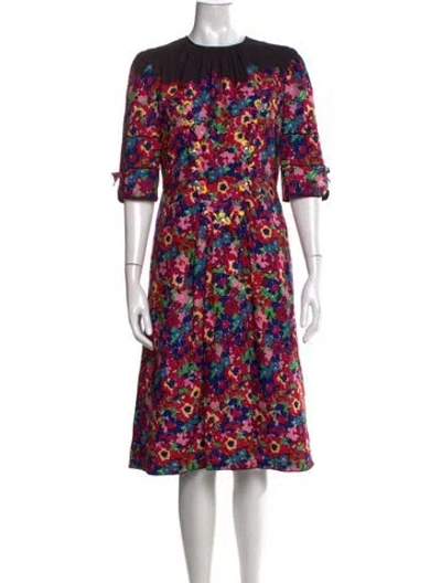 Pre-owned Marc Jacobs Floral Print Knee-length Dress In Black