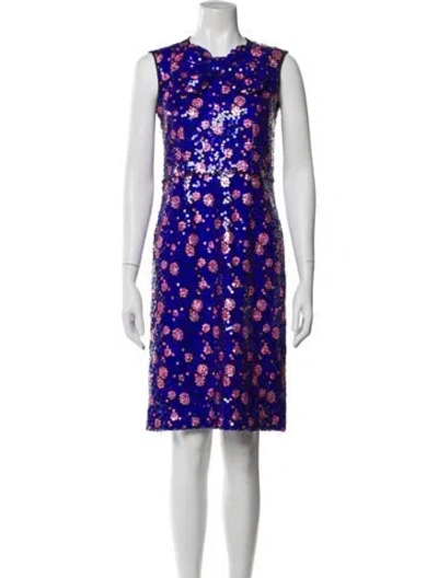 Pre-owned Marc Jacobs Floral Print Knee-length Dress In Blue