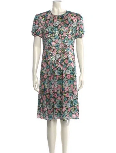 Pre-owned Marc Jacobs Floral Print Knee-length Dress In Green