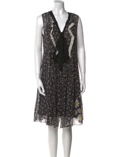 Pre-owned Marc Jacobs Floral Print Knee-length Dress W/ Tags In Black
