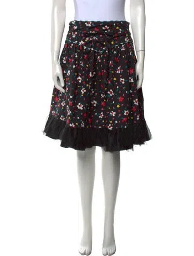 Pre-owned Marc Jacobs Floral Print Knee-length Skirt In Black