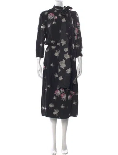 Pre-owned Marc Jacobs Floral Print Long Dress In Black