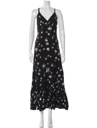 Pre-owned Marc Jacobs Floral Print Long Dress In Black