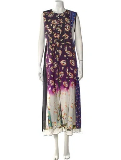 Pre-owned Marc Jacobs Floral Print Long Dress In Purple