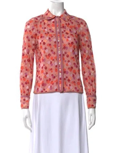 Pre-owned Marc Jacobs Floral Print Long Sleeve Blouse