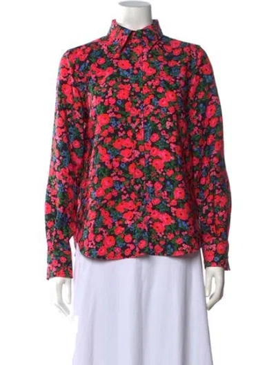 Pre-owned Marc Jacobs Floral Print Long Sleeve Blouse In Pink