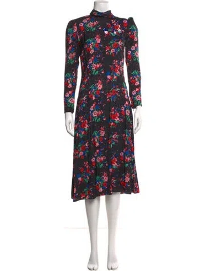 Pre-owned Marc Jacobs Floral Print Midi Length Dress In Black