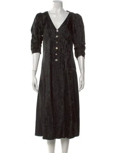 Pre-owned Marc Jacobs Floral Print Midi Length Dress In Black