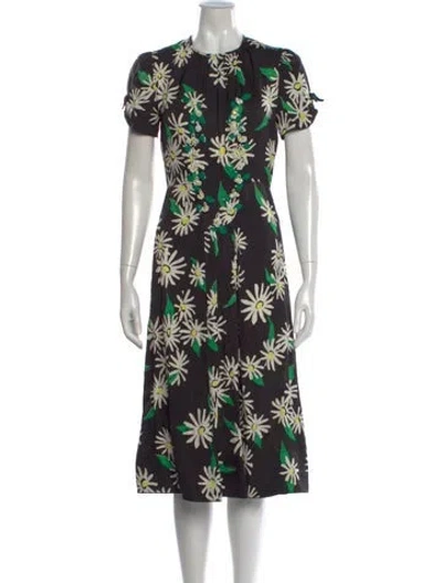 Pre-owned Marc Jacobs Floral Print Midi Length Dress In Black