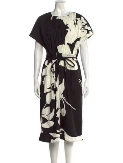 Pre-owned Marc Jacobs Floral Print Midi Length Dress In Black