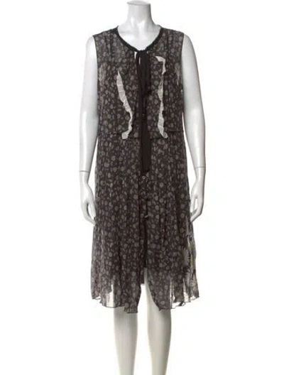 Pre-owned Marc Jacobs Floral Print Midi Length Dress In Black